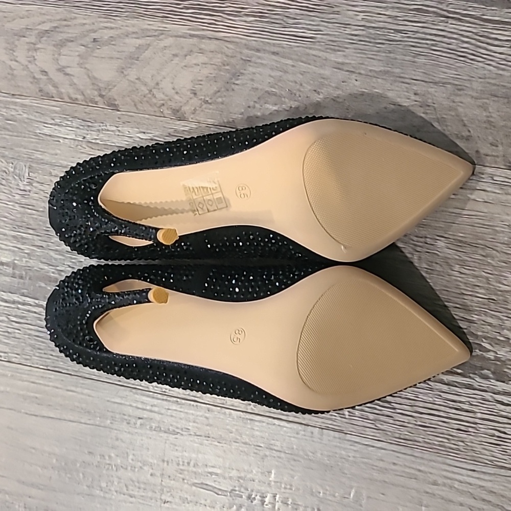 Elisabet Tang Sparkling Black Rhinestone Heels Size 8.5 - Picture 6 of 6